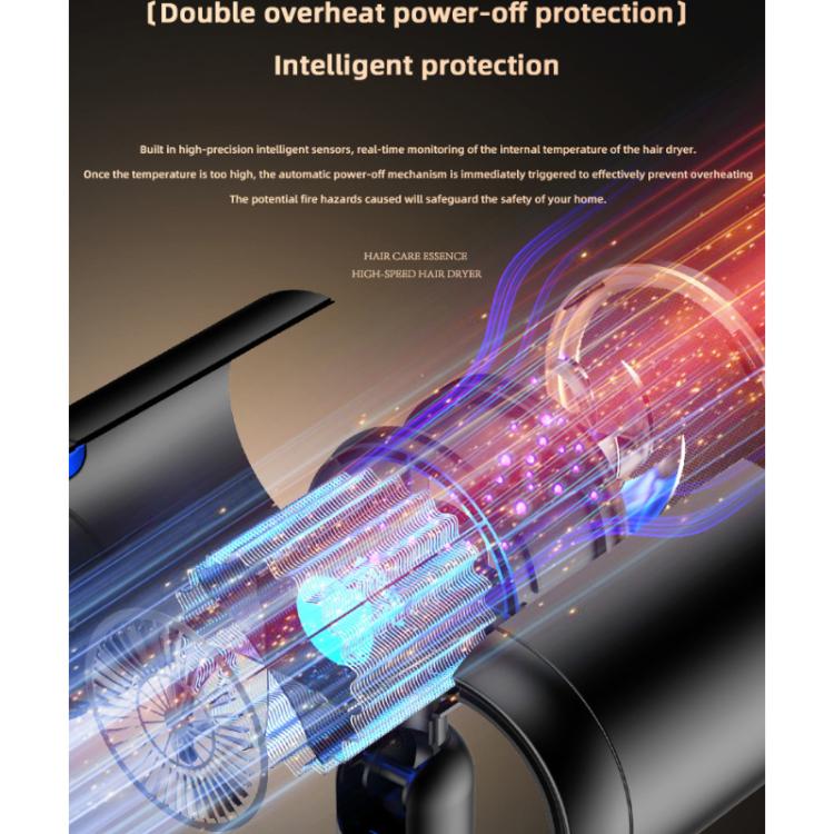 1800W Portable Folding High-Speed Constant-Temperature Hair Dryer, Black + Air Collector Nozzle, White + Air Collector Nozzle, Black + Air Collector Nozzle + Large Air Hood, White + Air Collector Nozzle + Large Air Hood