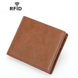 CQ-502 RFID Anti-Skimming Retro Men Wallet Lightweight Billfold