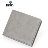 CQ-502 RFID Anti-Skimming Retro Men Wallet Lightweight Billfold