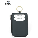 CQ-522 Zippered Coin Card Wallet RFID Anti-Skimming ID Card Case, Leather Black, Microfiber Black, Microfiber Brown, Microfiber Coffee, Microfiber Red