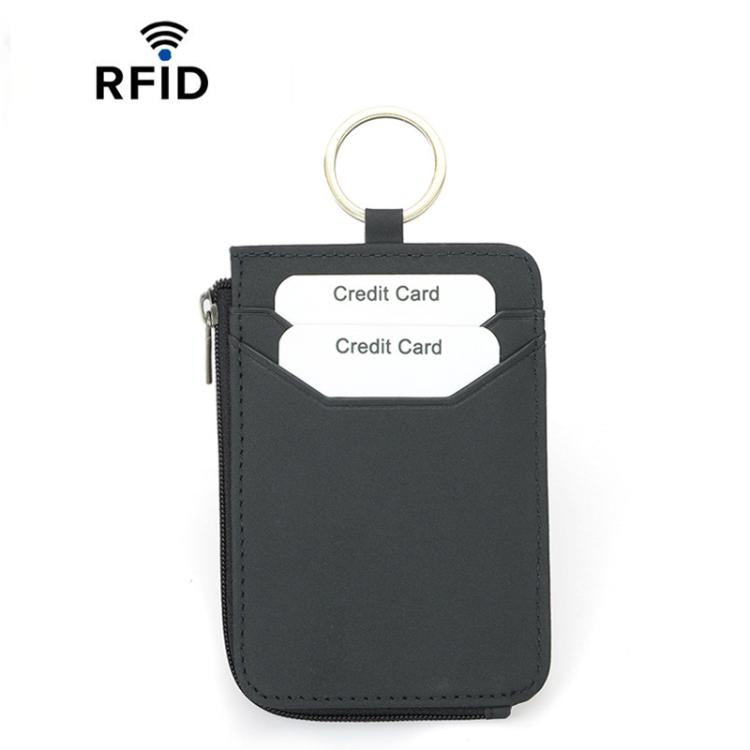 CQ-522 Zippered Coin Card Wallet RFID Anti-Skimming ID Card Case, Leather Black, Microfiber Black, Microfiber Brown, Microfiber Coffee, Microfiber Red