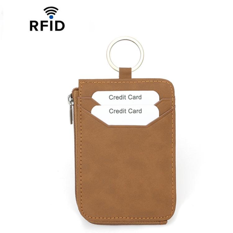 CQ-522 Zippered Coin Card Wallet RFID Anti-Skimming ID Card Case, Leather Black, Microfiber Black, Microfiber Brown, Microfiber Coffee, Microfiber Red
