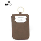 CQ-522 Zippered Coin Card Wallet RFID Anti-Skimming ID Card Case, Leather Black, Microfiber Black, Microfiber Brown, Microfiber Coffee, Microfiber Red
