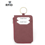 CQ-522 Zippered Coin Card Wallet RFID Anti-Skimming ID Card Case, Leather Black, Microfiber Black, Microfiber Brown, Microfiber Coffee, Microfiber Red