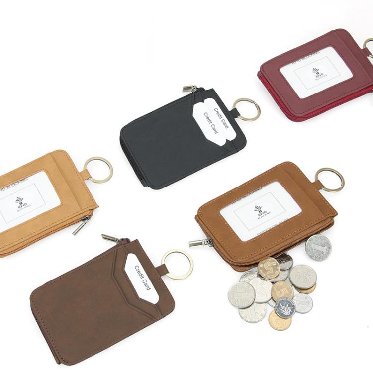 CQ-522 Zippered Coin Card Wallet RFID Anti-Skimming ID Card Case, Leather Black, Microfiber Black, Microfiber Brown, Microfiber Coffee, Microfiber Red