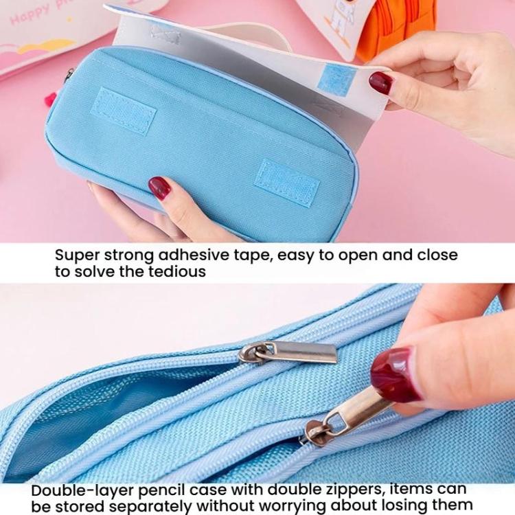 Student Handheld Double Layer Large Capacity Pencil Case Simple Planet-Themed Stationery Box