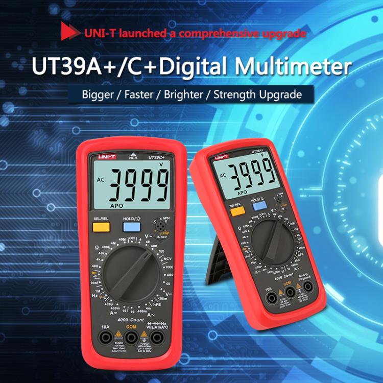 Digital Multimeter 1000V DC/750V AC Voltage, 10A Current Tester, UNI-T UT39A+, UNI-T UT39C+