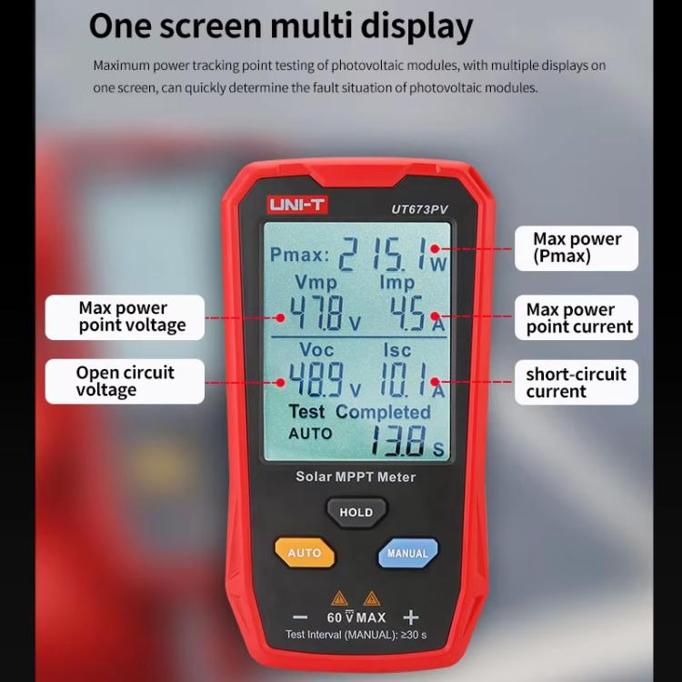 UNI-T UT673PV Solar MPPT Meter Solar Panel Maximum Power Tester Maintenance Diagnostic Tool