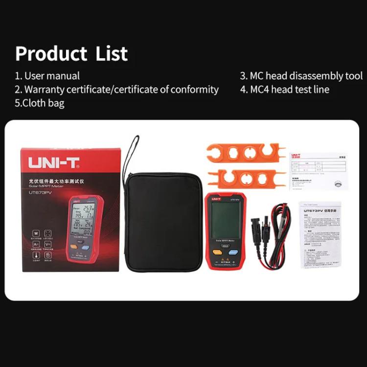 UNI-T UT673PV Solar MPPT Meter Solar Panel Maximum Power Tester Maintenance Diagnostic Tool