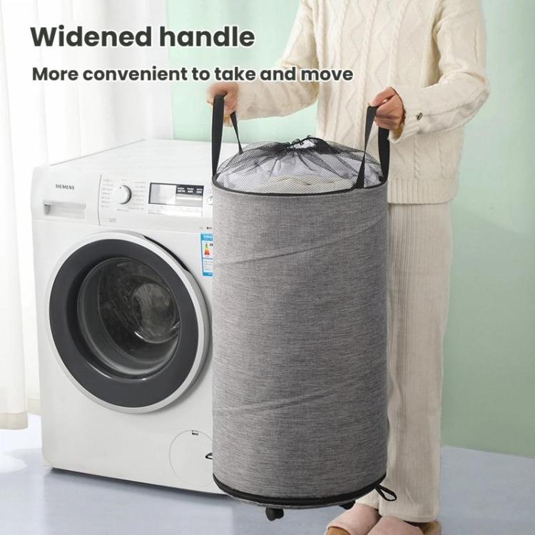 Foldable Rolling Laundry Hamper with Wheels & Straps Large Capacity Collapsible Clothes Basket