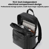 BULL CAPTAIN 606 Men Retro Leather Backpack Multi-Functional Laptop Bag