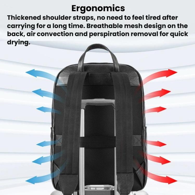 BULL CAPTAIN 606 Men Retro Leather Backpack Multi-Functional Laptop Bag