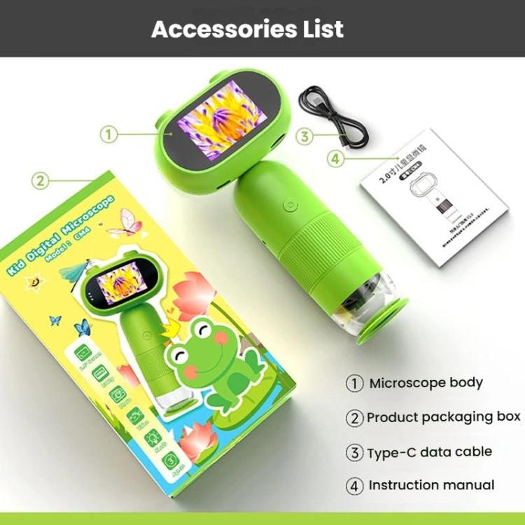 Cartoon HD Children Digital Electronic Microscope With Screen Handheld Portable Magnifier, CM4