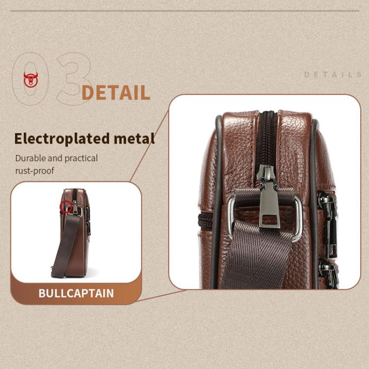BULL CAPTAIN 8-Inch Vintage Leather Shoulder Bag Crossbody Wallet