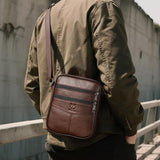 BULL CAPTAIN 8-Inch Vintage Leather Shoulder Bag Crossbody Wallet