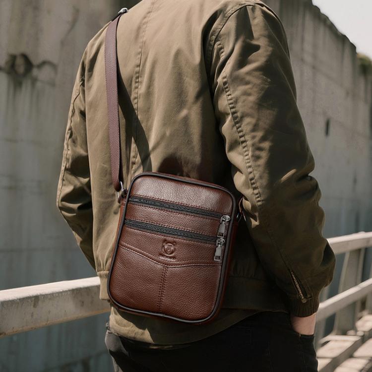 BULL CAPTAIN 8-Inch Vintage Leather Shoulder Bag Crossbody Wallet