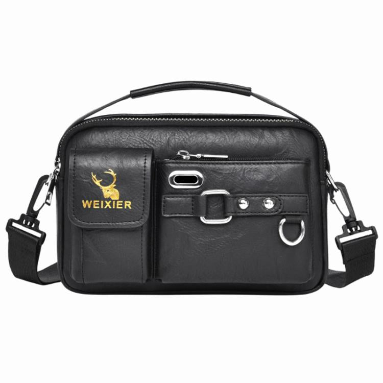 WEIXIER D898 Multi-Functional Men Crossbody Bag Portable Commuter Shoulder Bag, Plain Weave Black, Plain Weave Light Brown, Plain Weave Dark Brown, Lychee Grain Black, Lychee Grain Brown