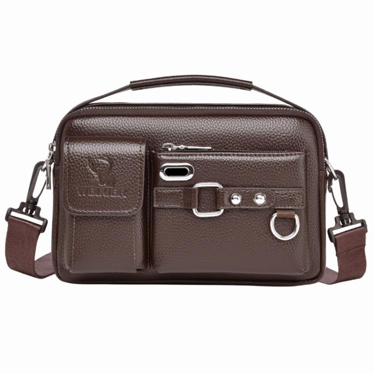 WEIXIER D898 Multi-Functional Men Crossbody Bag Portable Commuter Shoulder Bag, Plain Weave Black, Plain Weave Light Brown, Plain Weave Dark Brown, Lychee Grain Black, Lychee Grain Brown