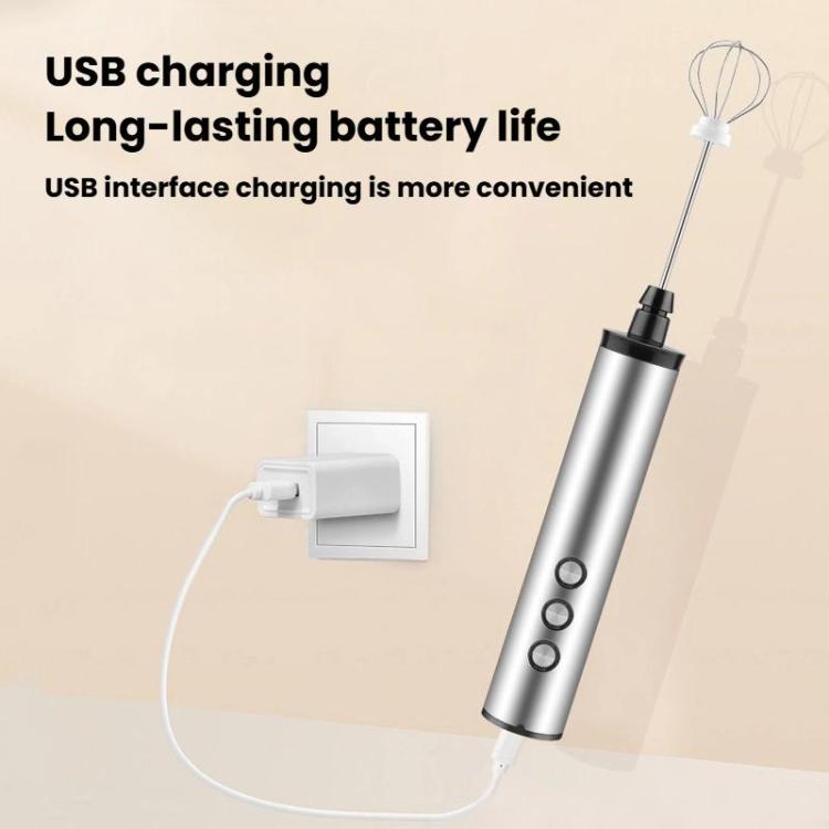 3In1 Portable Rechargeable Handheld Electric Egg Beater Mini Milk Frother For Baking, Rechargeable