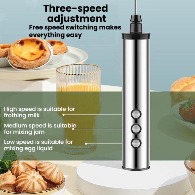 3In1 Portable Rechargeable Handheld Electric Egg Beater Mini Milk Frother For Baking, Rechargeable