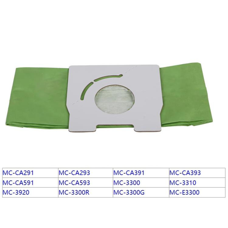 5pcs /Pack Dust Bags For Panasonic MC-CA291 / MC-CA293 / MC-CA391 Vacuum Cleaners Replacement Parts, Green