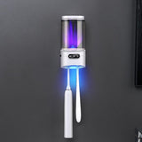 Rechargeable UV Toothbrush And Cup Sterilizer Wall Mount - Drill-Free Installation For Single User