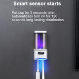 Rechargeable UV Toothbrush And Cup Sterilizer Wall Mount - Drill-Free Installation For Single User