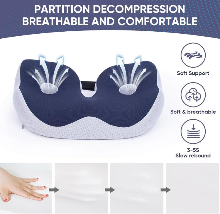 Thickened Hip Seat Cushion Memory Cotton Breathable Hemorrhoid Pad Office Sedentary Anti-slip Hip Mat