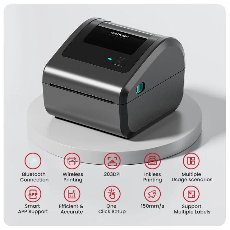 Phomemo D450-BT Bluetooth Shipping Label Printer Inkless Barcode Label Maker for 20-115mm Labels, D450-BT