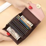 Stone Pattern Accordion Card Holder Women Multi-Card Slot ID Card Clip
