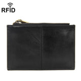 Leather RFID Anti-Scanning Zipper Wallet Ultra-Thin Foldable Anti-Magnetic Card Clip