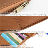 Leather RFID Anti-Scanning Zipper Wallet Ultra-Thin Foldable Anti-Magnetic Card Clip
