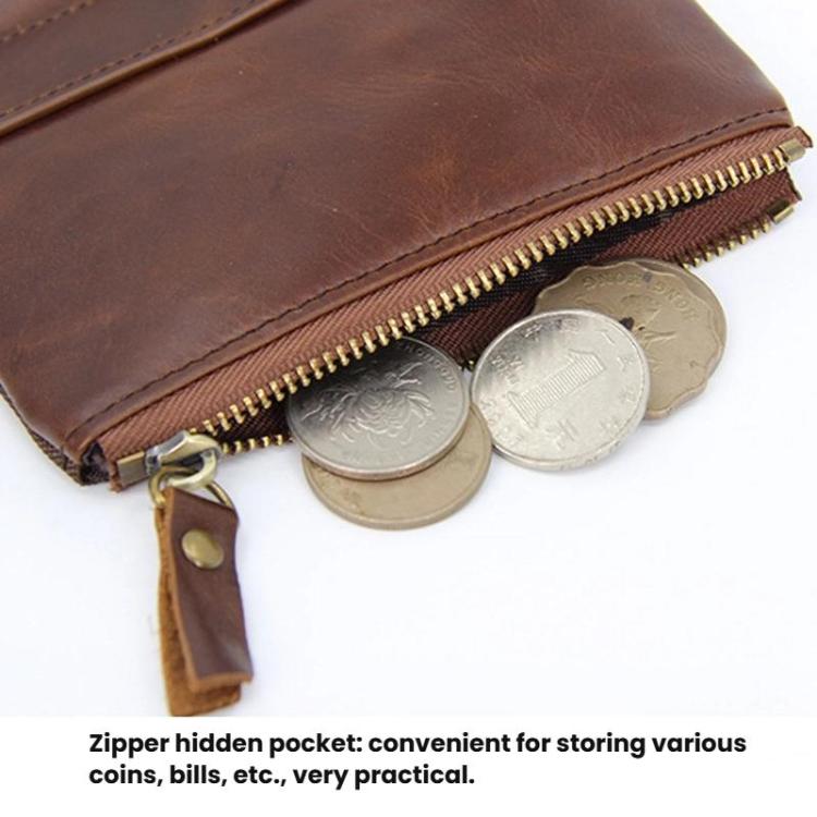 Leather RFID Men Short-Style Wallet Double-Zipper Billfold