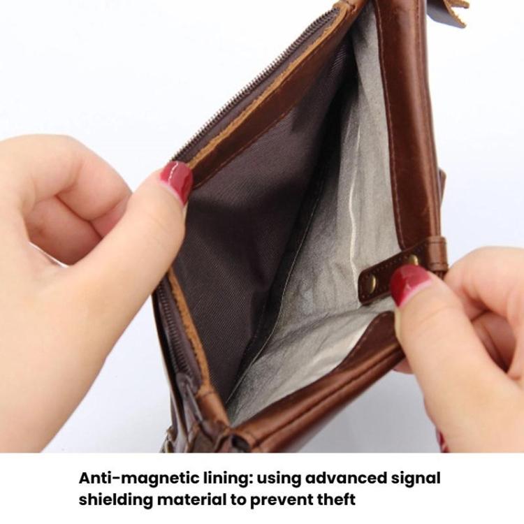 Leather RFID Men Short-Style Wallet Double-Zipper Billfold