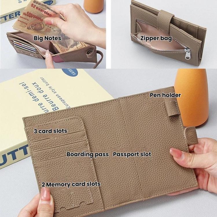 C5588 Leather Unisex Passport Holder Ultra-Thin RFID Multi-Functional Wallet