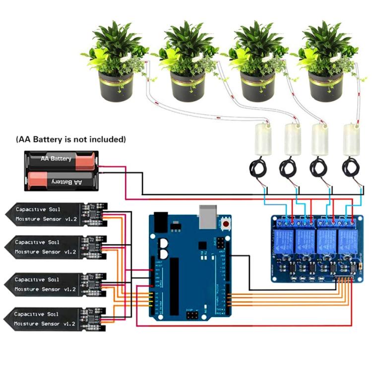 DIY 4-Way Relay Automatic Garden Watering Kit, 4-Way