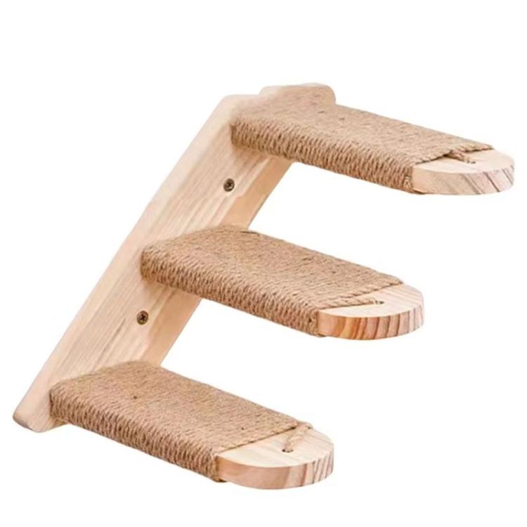 Wall Mounted Cat Climbing Frame Wooden Sisal Cat Jumping Platform Multi-Level Climbing Stairs, 2 Layers, 3 Layers, 4 Layers