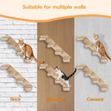Wall Mounted Cat Climbing Frame Wooden Sisal Cat Jumping Platform Multi-Level Climbing Stairs, 2 Layers, 3 Layers, 4 Layers