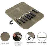 Wet Wax Canvas Knife Organizer Picnic Portable Storage Bag, 7 Slots (Army Green), 7 Slots (Khaki)
