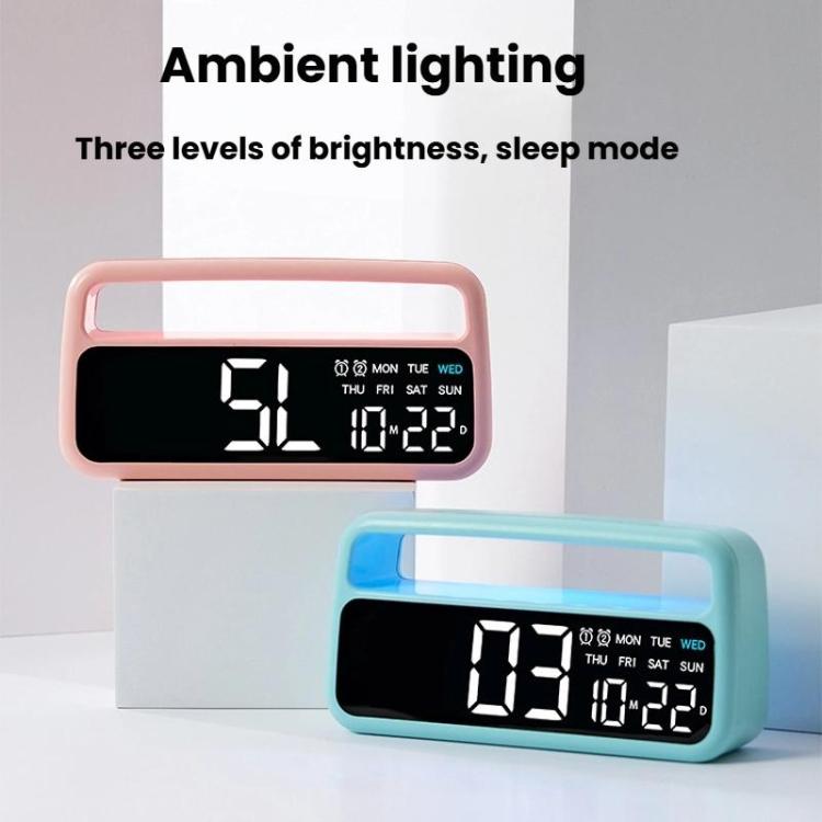 LED Ambient Light Bedside Alarm Clock Home Decor Multi-Function Clock With White Light