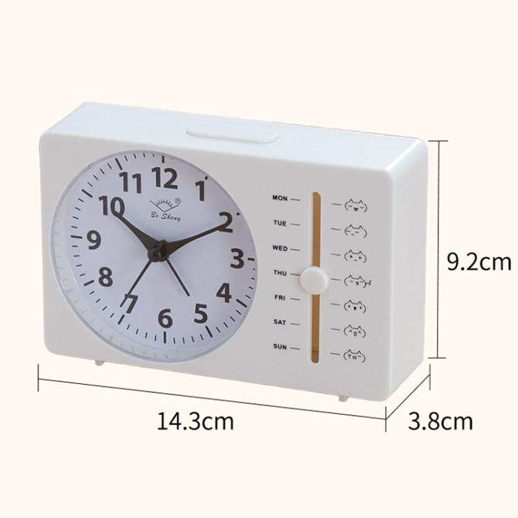 Bo Sheng GH222 Weekly Alarm Clock Square Quartz Desk Clock Scanning Silent Pointer Clock