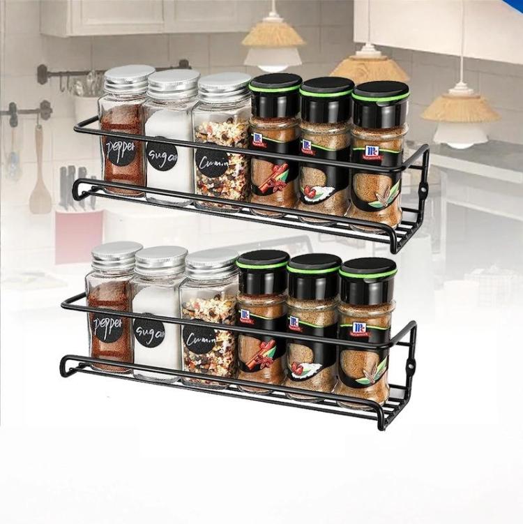 2pcs /Pack Wall Mounted Spice Rack Multi-Layer Seasoning Bottle Storage Holder