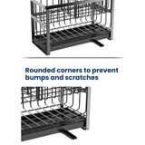 2-Tier Sponge Drying Rack Kitchen Sink Countertop Organizer Holder for Scrubbers, Long Brushes & Dishcloths