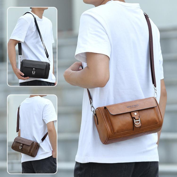 WEIXIER D895 Vintage PU Leather Men Shoulder Bag Large-Capacity Casual Crossbody Bag