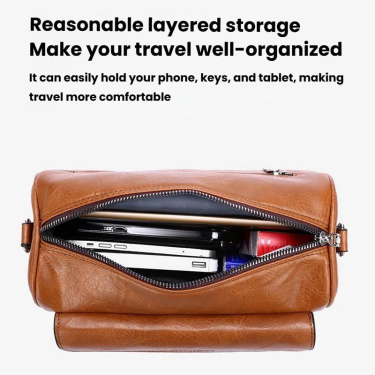 WEIXIER D895 Vintage PU Leather Men Shoulder Bag Large-Capacity Casual Crossbody Bag