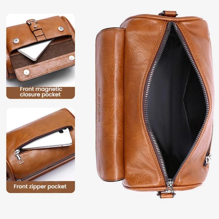 WEIXIER D895 Vintage PU Leather Men Shoulder Bag Large-Capacity Casual Crossbody Bag