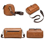 WEIXIER D895 Vintage PU Leather Men Shoulder Bag Large-Capacity Casual Crossbody Bag