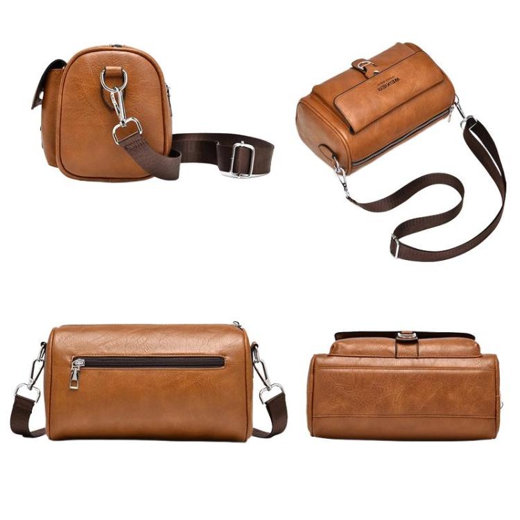 WEIXIER D895 Vintage PU Leather Men Shoulder Bag Large-Capacity Casual Crossbody Bag