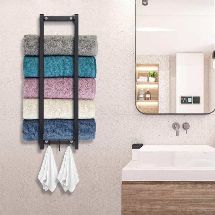 Wall-Mounted Bathroom Towel Rack Removable Space-Saving Guest Towels Shelf
