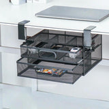 Under Desk 2-Layer Drawer Storage Basket Office Desk Cosmetics Stationery Storage Rack, Small 031, Large 032